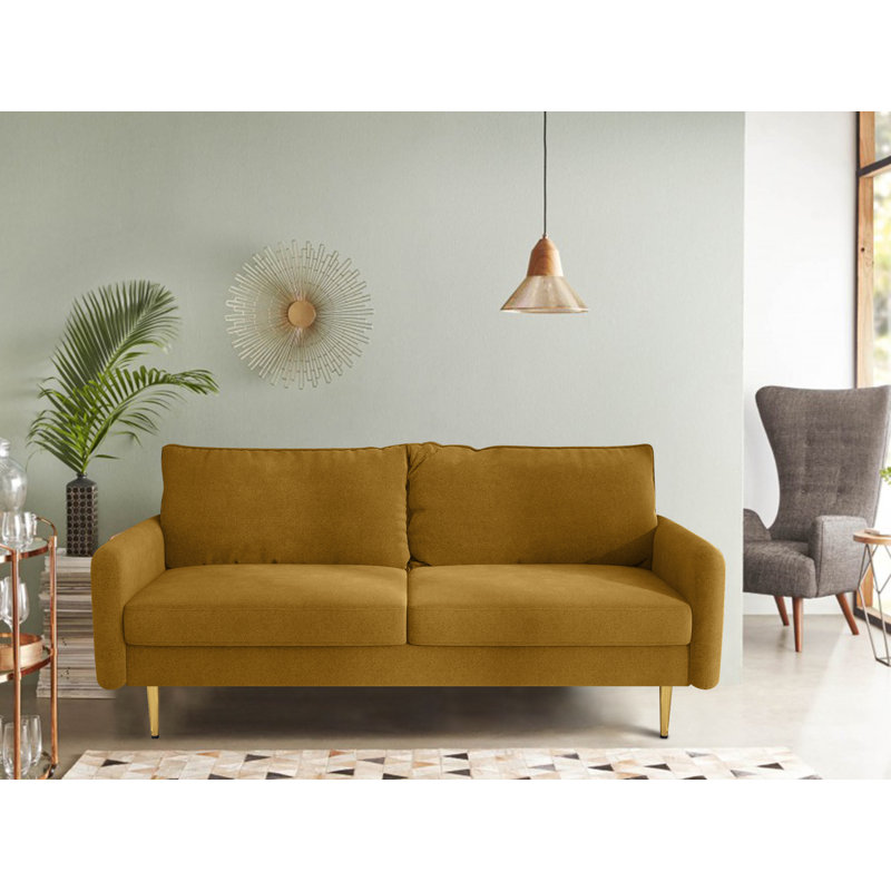 Canapé à accoudoirs arrondis en velours Liano, Velours gingembre