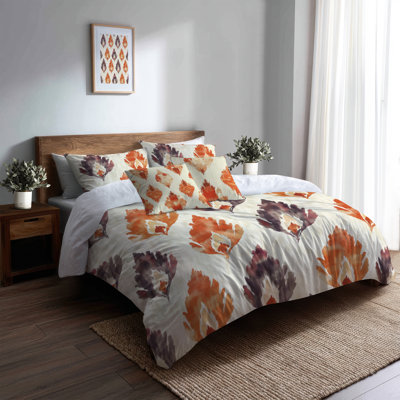 Orange And Beige Clay Ikat I Bedding
