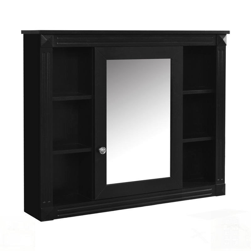 Armoire de rangement murale moderne avec miroir, 6 tablettes ouvertes pour une salle de bain organisée et élégante