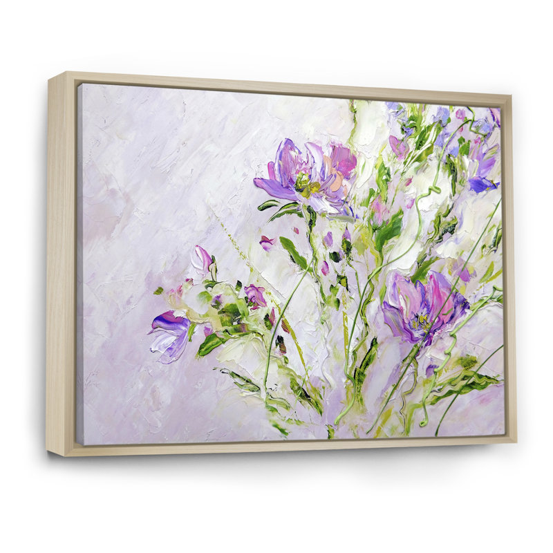 Fleurs de printemps mauves modernes - reproduction de cadre flottant sur toile, H 12 po x l 20 po x P 1 po