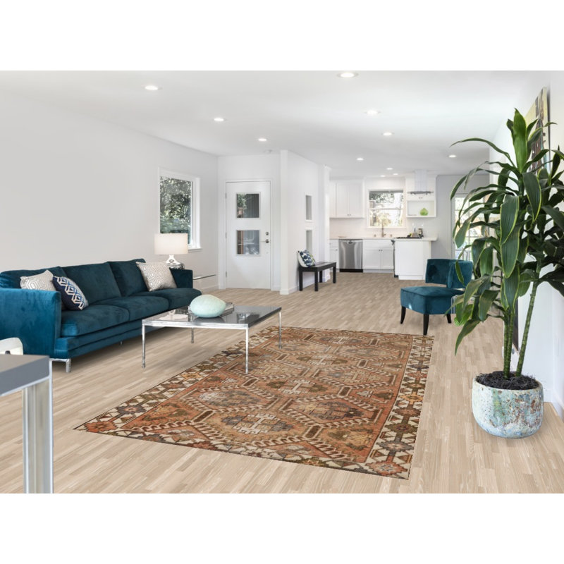 Tapis brun et orange rétro 5 x 9