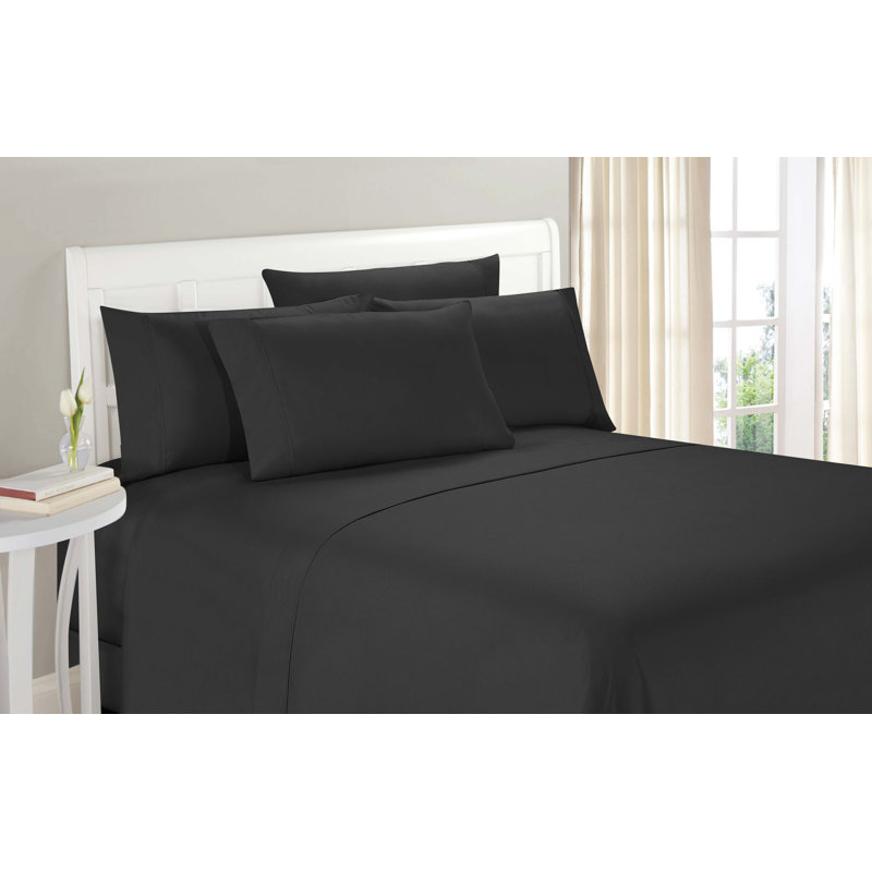Wayfair Basics® 1800 Series Soft Microfiber Sheet Set, Black, Twin XL Sheet Set with 1 Pillowcases