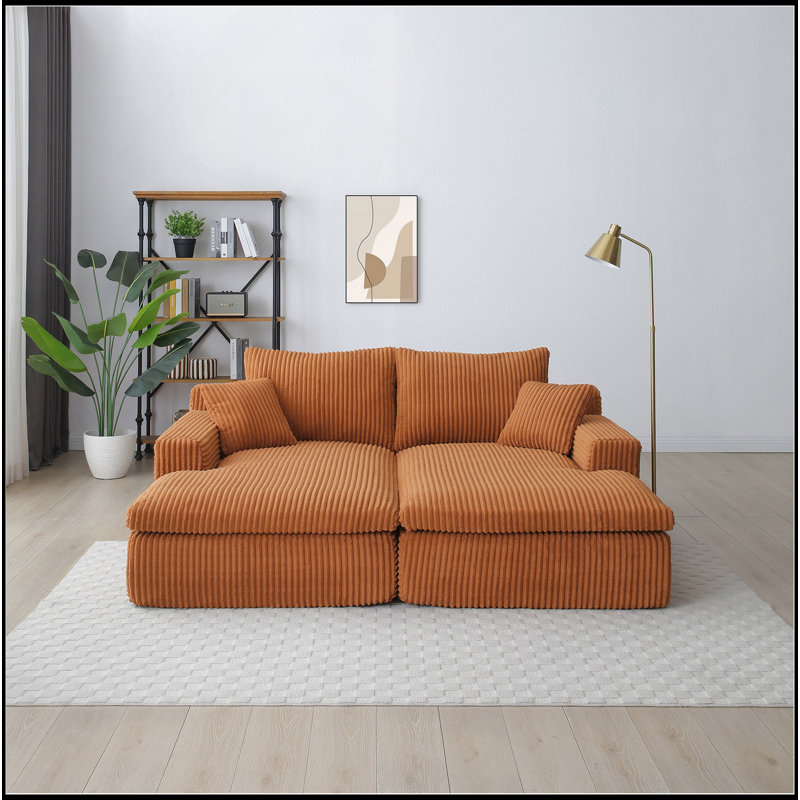 Chaise longue modulaire surdimensionnée de 87 po avec canapé-lit moelleux en nuage, aucun assemblage requis, causeuse moelleuse moderne