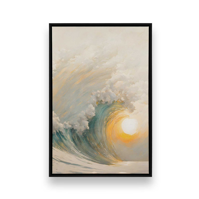 Golden Waves at Sunset II, reproduction sur toile, H 18,75 po x l 12,75 po x P 1,75 po, Cadre flottant noir satiné