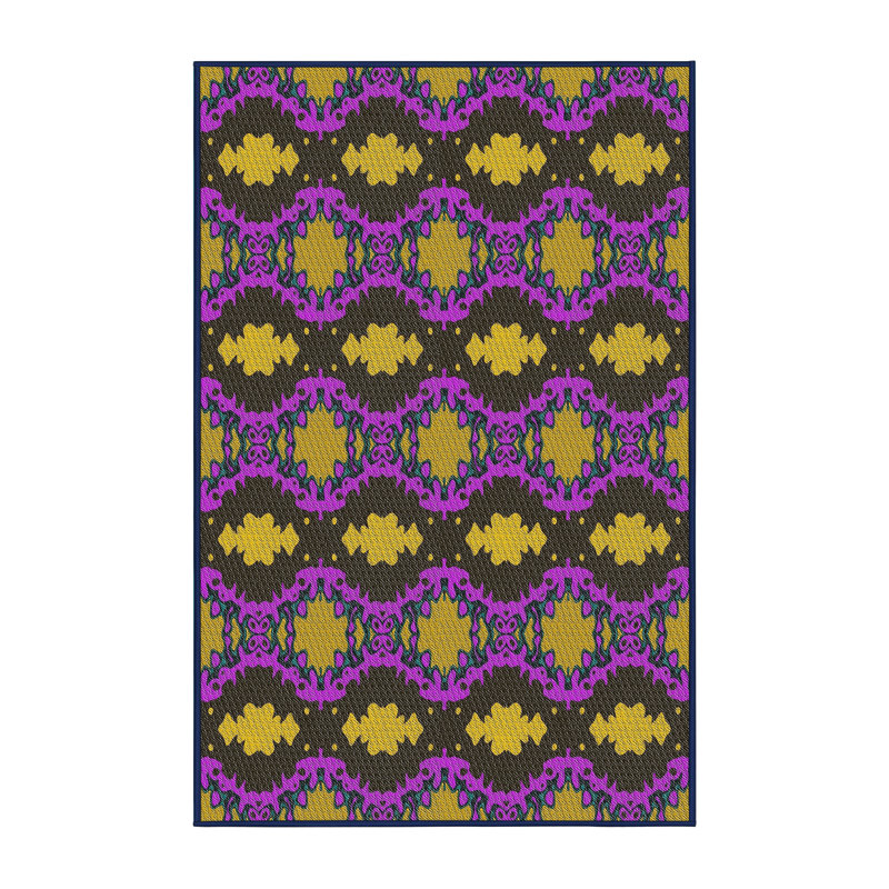 Tapis violet/jaune à motif, Rectangle 3 pi x 5 pi