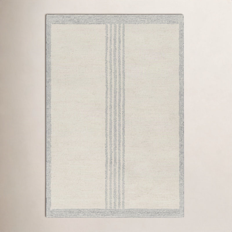 Analeya Hand Tufted Wool Striped Indoor Rug, Rectangle 8' x 10'