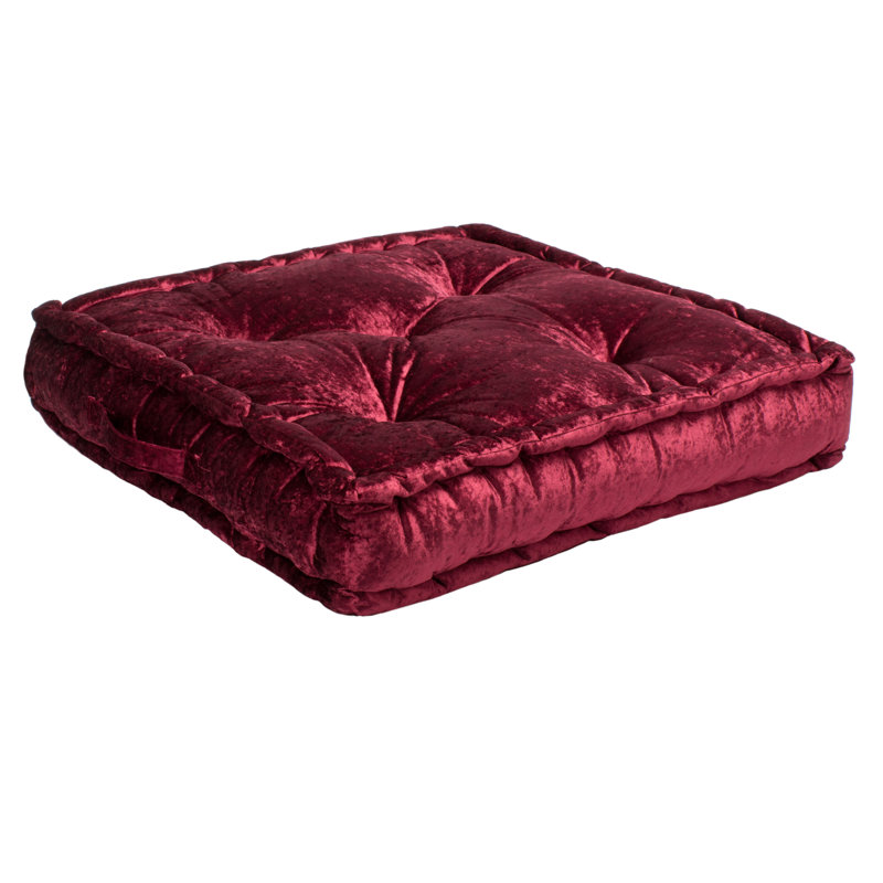 Belia Burgundy Velvet Square Floor Pillow