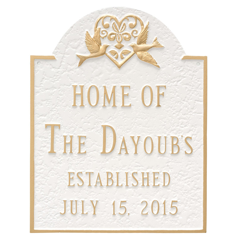 4-Line Wall Address Plaque, Yes, White/Gold