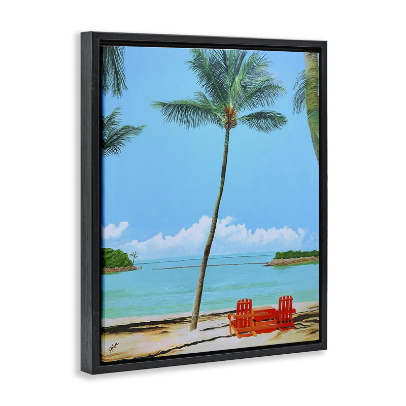 Cadre flottant Dreaming Of Palm Trees, design par John Jaster, Cadre flottant noir de jais, H 21 po x l 17 po