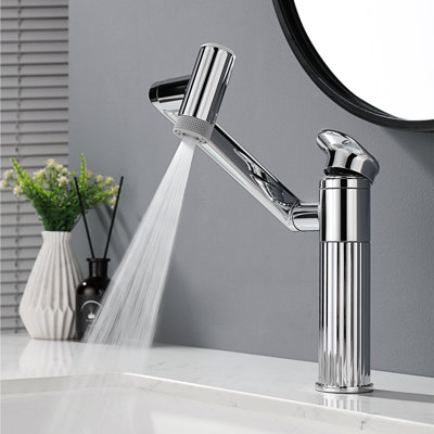 Lefton Rotatable Bathroom Faucet With Temperature Display In Fahrenheit, Single Hole Vanity Sink Faucet With 2 Water Modes For Bathroom And Laundry Room, Bf2208-pro