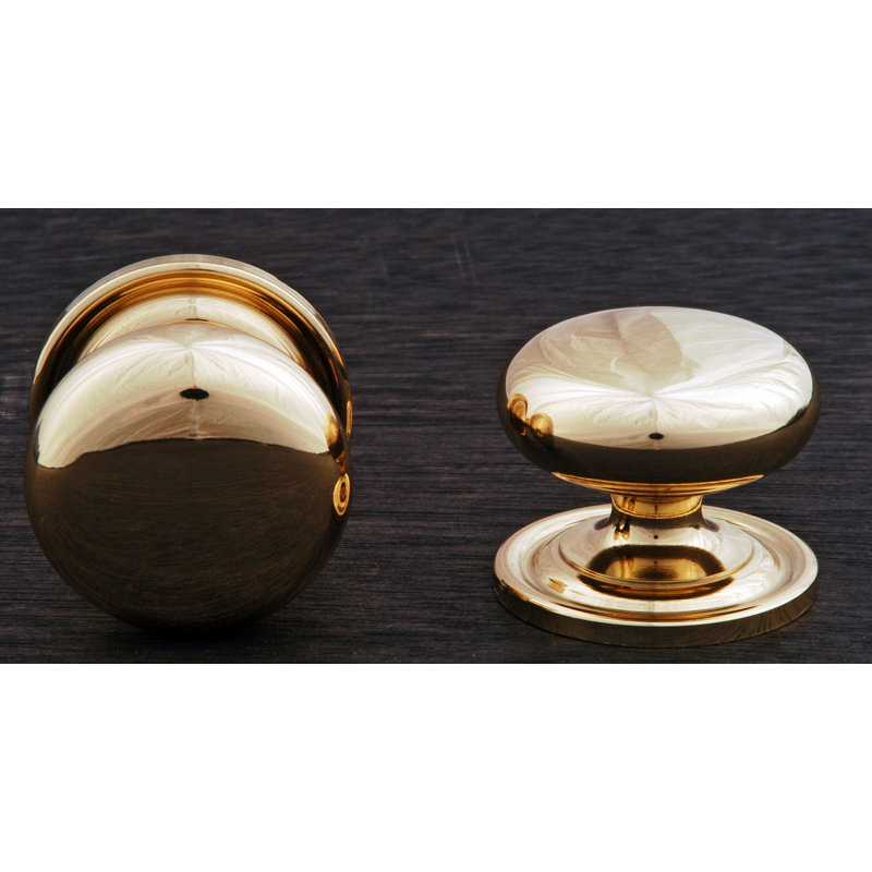 Poignée champignon unie avec plaque arrière attachée CK Series, Petit, Laiton poli