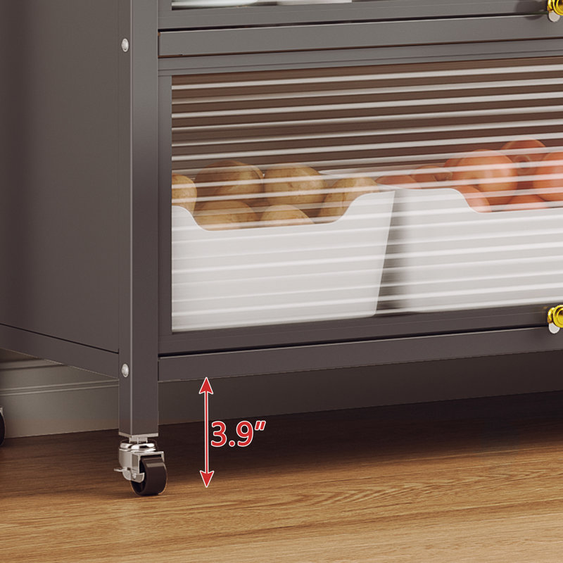 Kitchen Storage Cabinets - Metal Shelves With Strong And Thick Structure, Smooth Movement, Pull, Vertical To Grey Cabinet 12.01 In. Package Height, 41.73 Depth, 250Kg Capacity, 360 Rotating Wheels