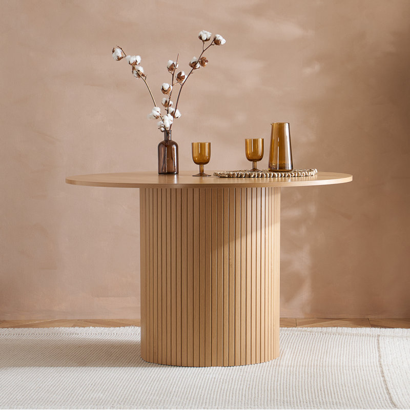 Suire ROUND FLUTED DINING TABLE , Oak