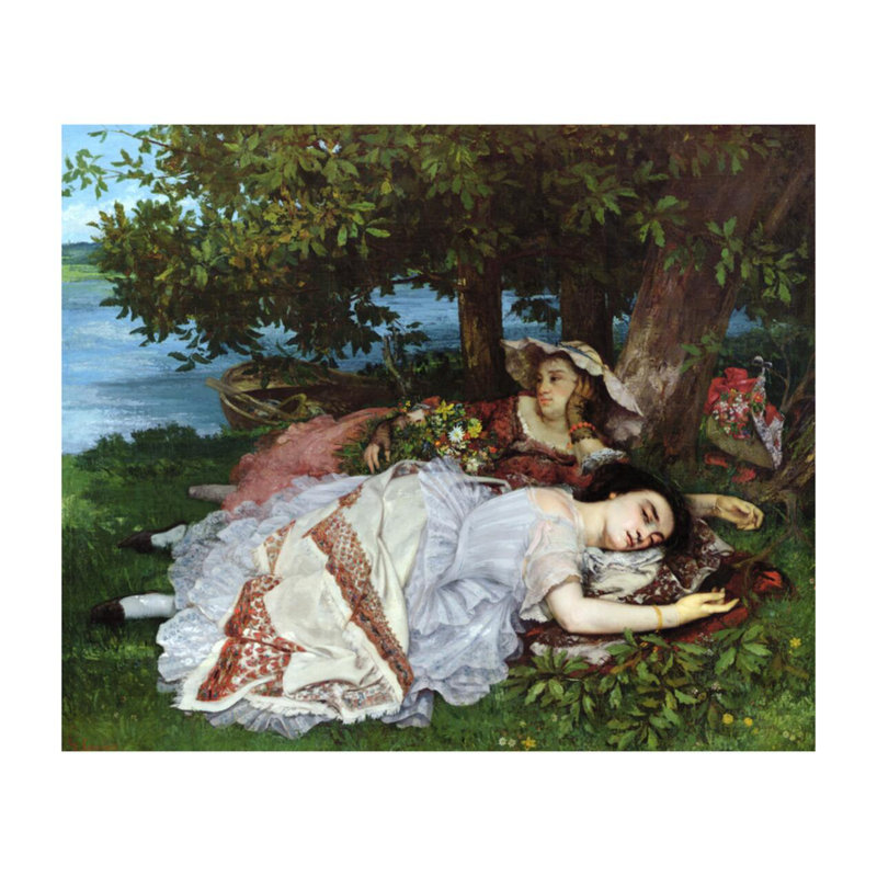 «Girls on the bords of the seine» par Gustave Courbet, impression giclée, H 22 po x l 28 po
