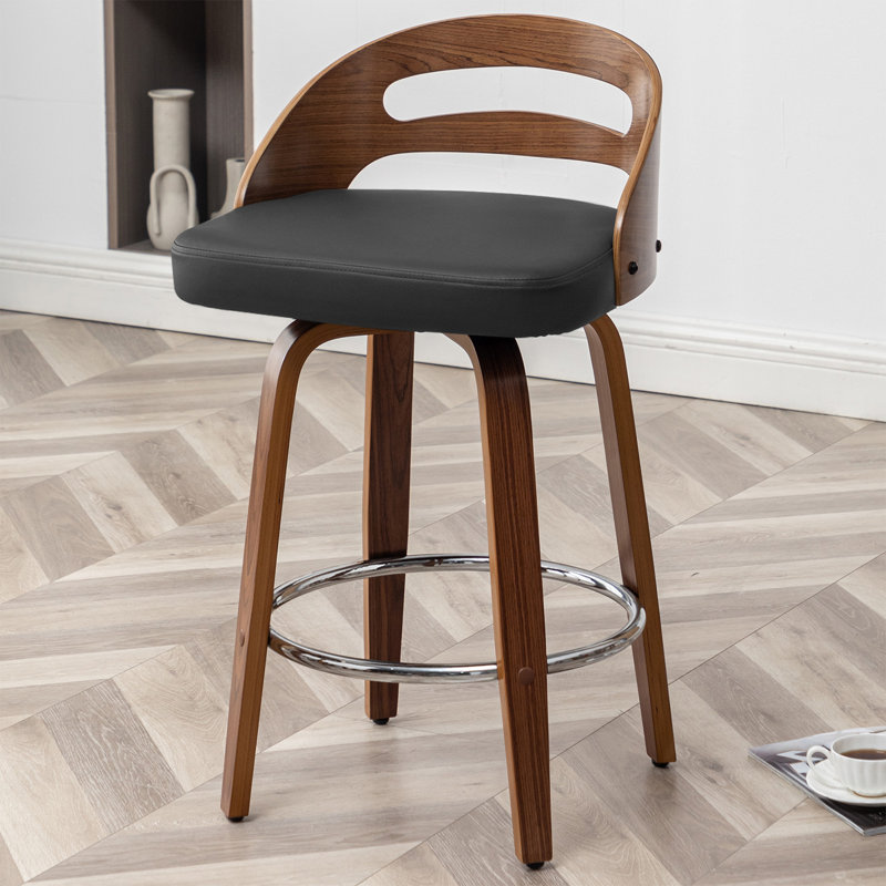 Mahtab Swivel Bar Stool, Black, Counter Stool (65cm Seat Height)