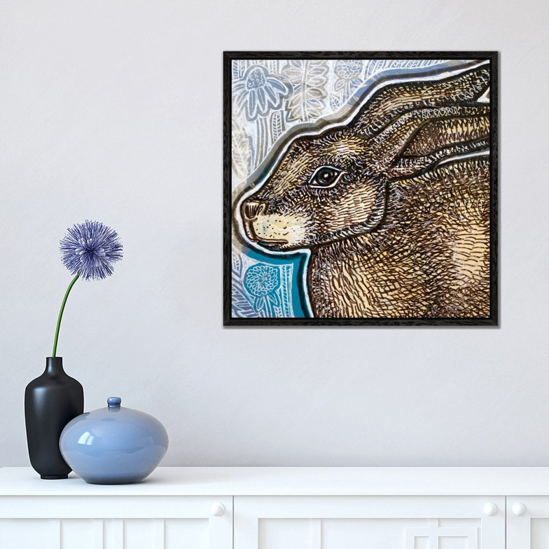 Brown Bunny by Lynnette Shelley - Print on Canvas, 45.72 cm H x 45.72 cm W, Black Floater Frame