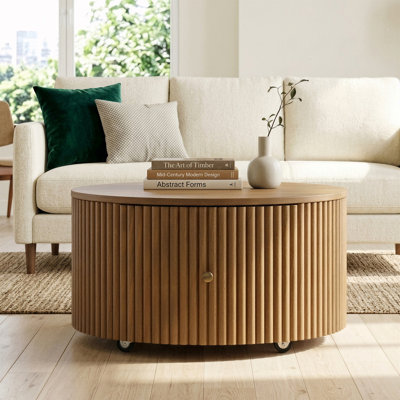 Table basse ronde avec tiroirs