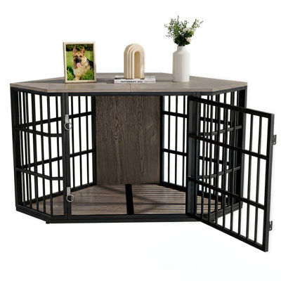 Fratesi Corner Wooden Dog Crate and End Table