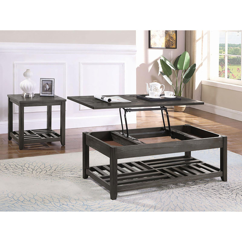 Table basse à plateau relevable gris