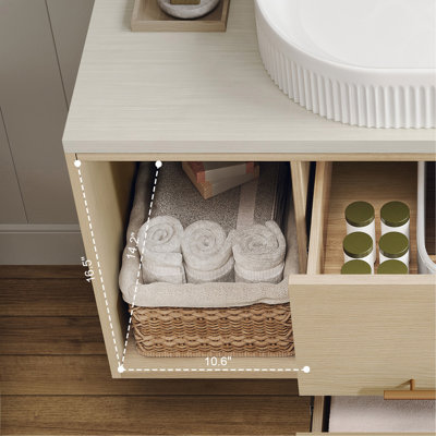 Meuble-lavabo mural moderne 39,3 po avec meuble-lavabo flottant en céramique massif
