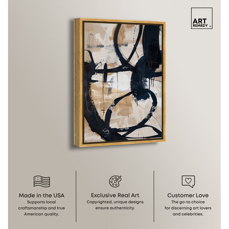 Gold Framed Abstract Canvas Art Print, 16.5" x 11.5"