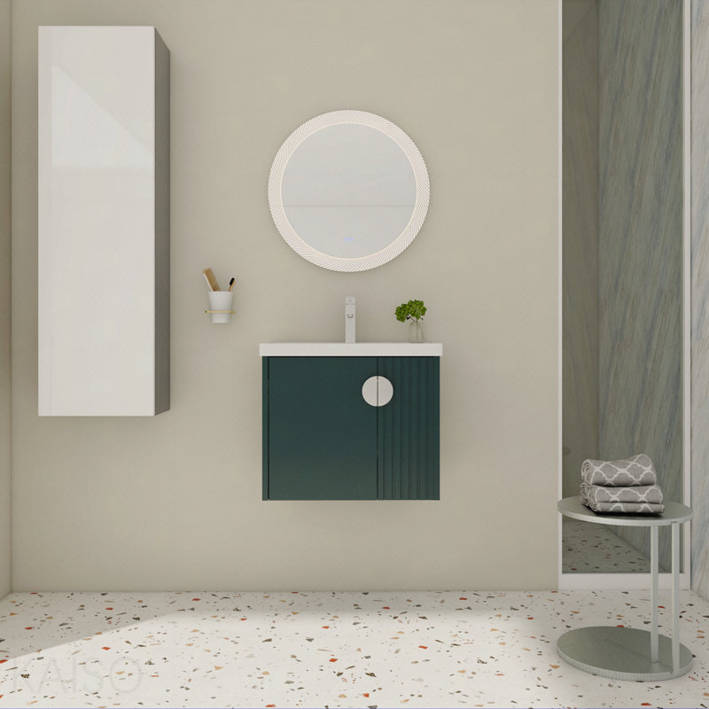 Meuble-lavabo 24 po avec lavabo, pour petite salle de bain, meuble-lavabo avec porte à fermeture en douceur, Vert