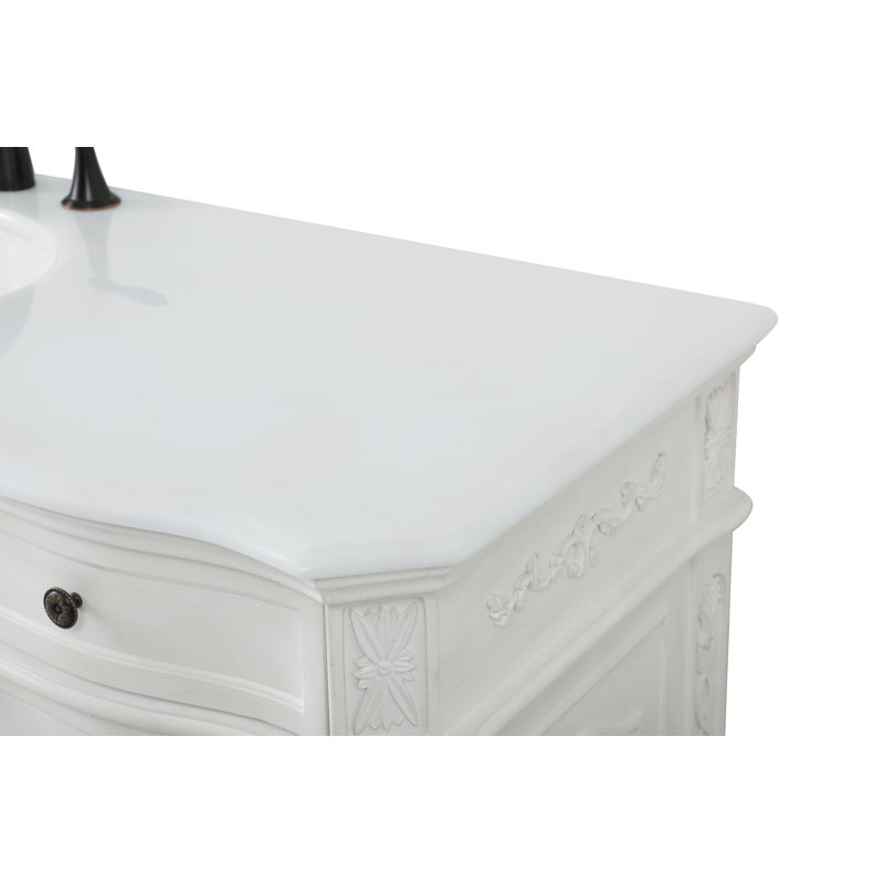 Ensemble de meuble-lavabo simple 60 po Lunette, Blanc antique, Blanc ivoire