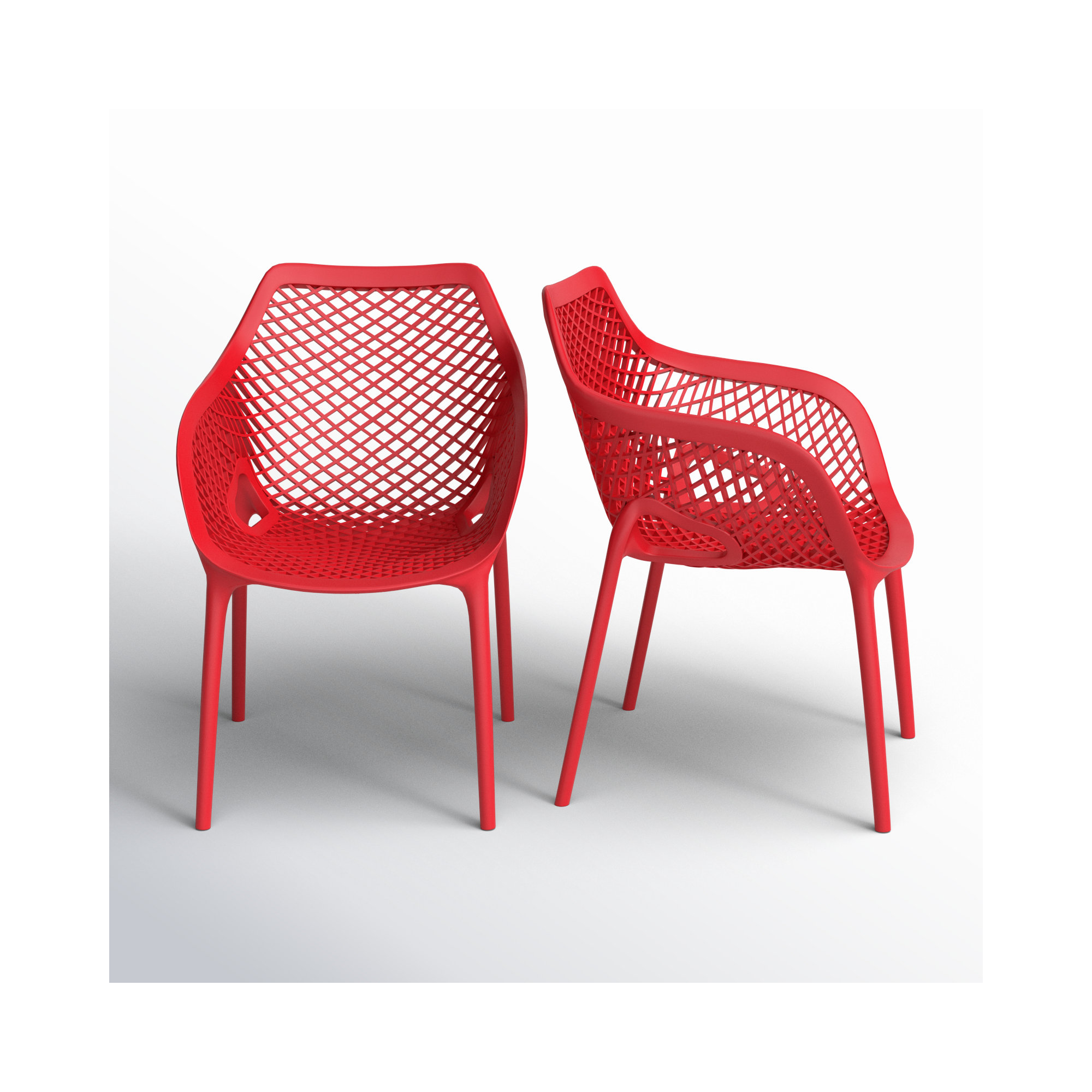 Farrah Premium All-Weather Outdoor Stacking Dining Armchair, Red