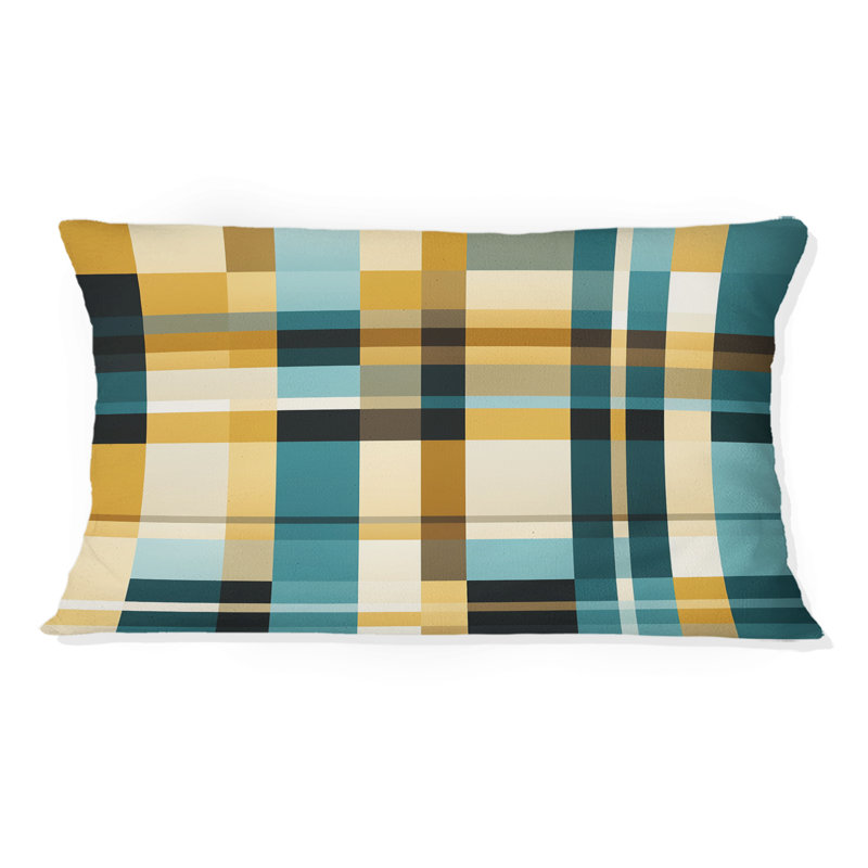 Coussin en polyester à carreaux vichy jaune et jaune