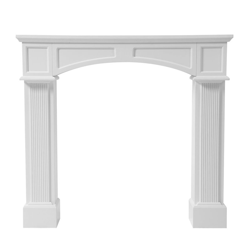  43.28" Fireplace Mantel, Freestanding Fireplace Surround With Leg For Electric Fireplaces, Mdf Mantel Surround With Shelf For Living Room With Decorative Pattern, Anti-Tipping & Waterproof