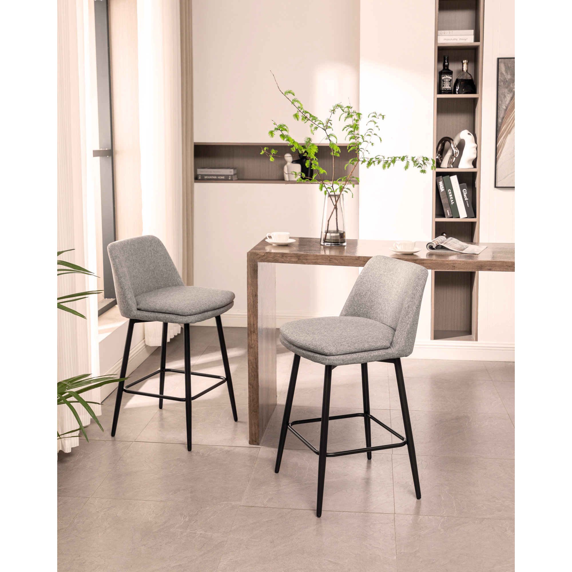 George Oliver Counter Height Swivel Bar Stools Set of 2, 360° Swivel ...