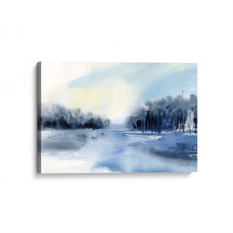 Imprimé brume d'hiver sur le lac, H 12 po x l 18 po x P 1,25 po, Toile tendue