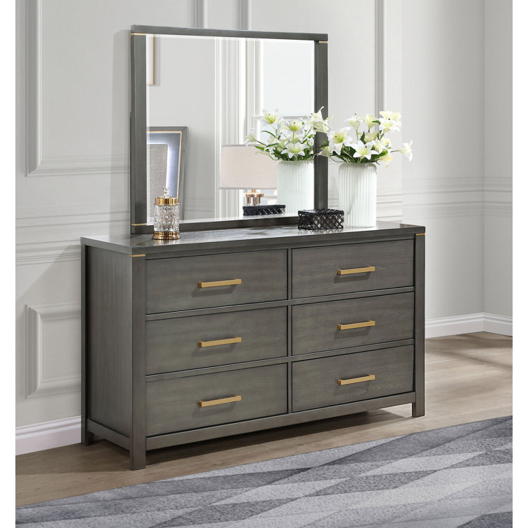 Commode 6 tiroirs avec miroir Jaiyda
