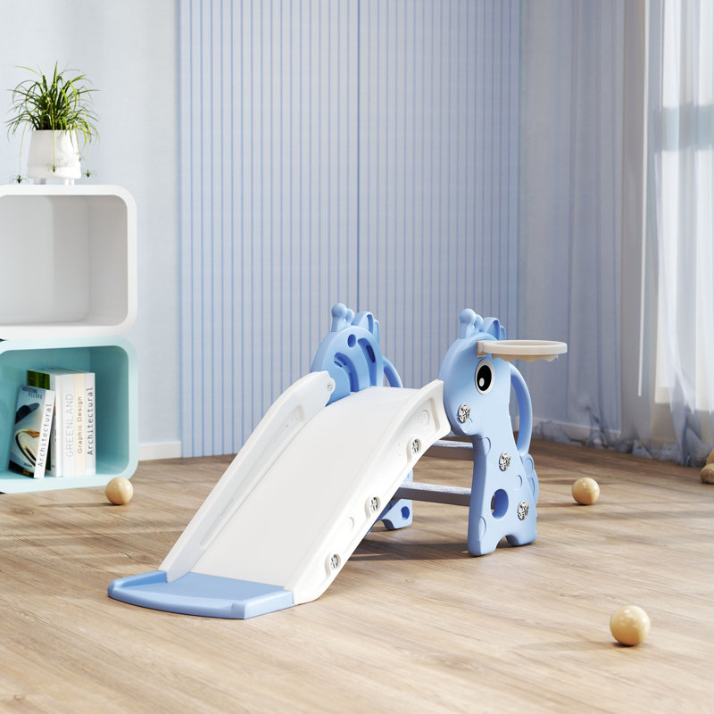AIYAPLAY 3 in 1 Kids Slide Giraffe Shape Toddler Slide for Age 1-3 Blue