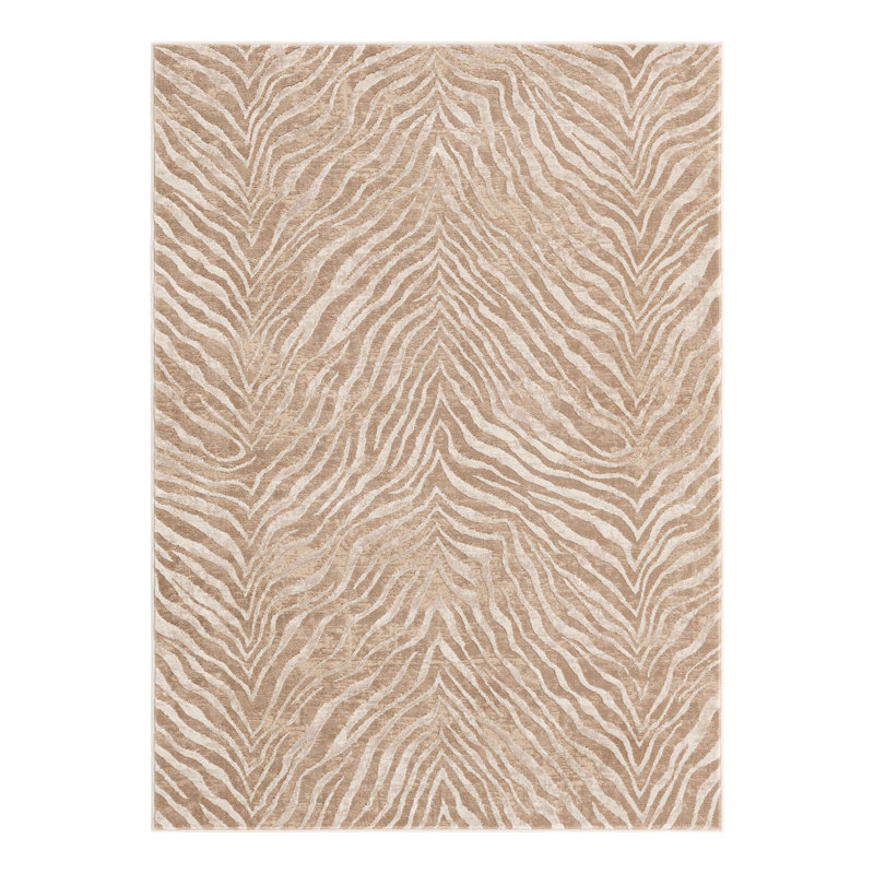 Tatte Animal Print Ivory/Beige Area Rug, Rectangle 5'1" x 7'1"