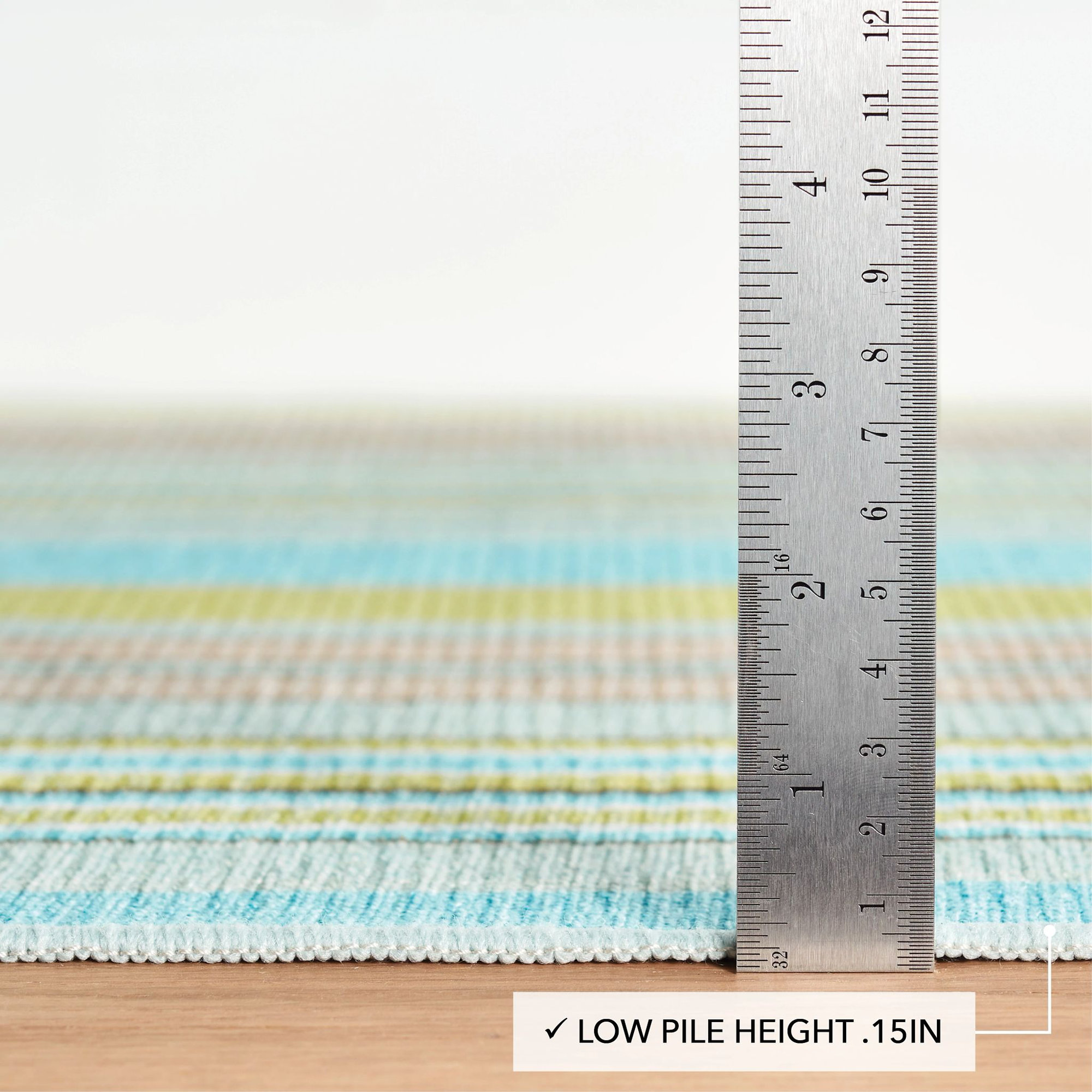 Aquinnah Ticking Multi Machine Washable Rug, Rectangle 6' x 9'