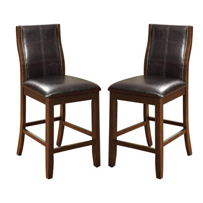 Of 2 Counter Height Dining Chairs In Brown Cherry - Seat Cushion 2Pc For Area With Armrest
