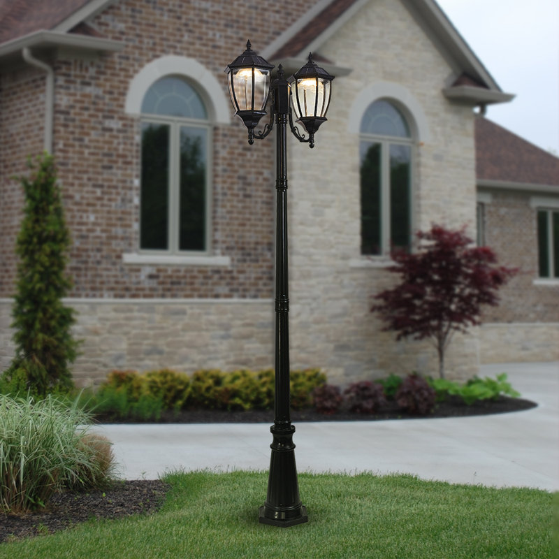 Lampadaire d'extérieur à double tête à énergie solaire (double)
