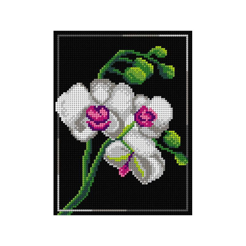  Toile à point d'aiguille pour demi-point sans fil Orchid 3010F - Toile imprimée