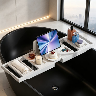 Plateau de baignoire extensible en bambou