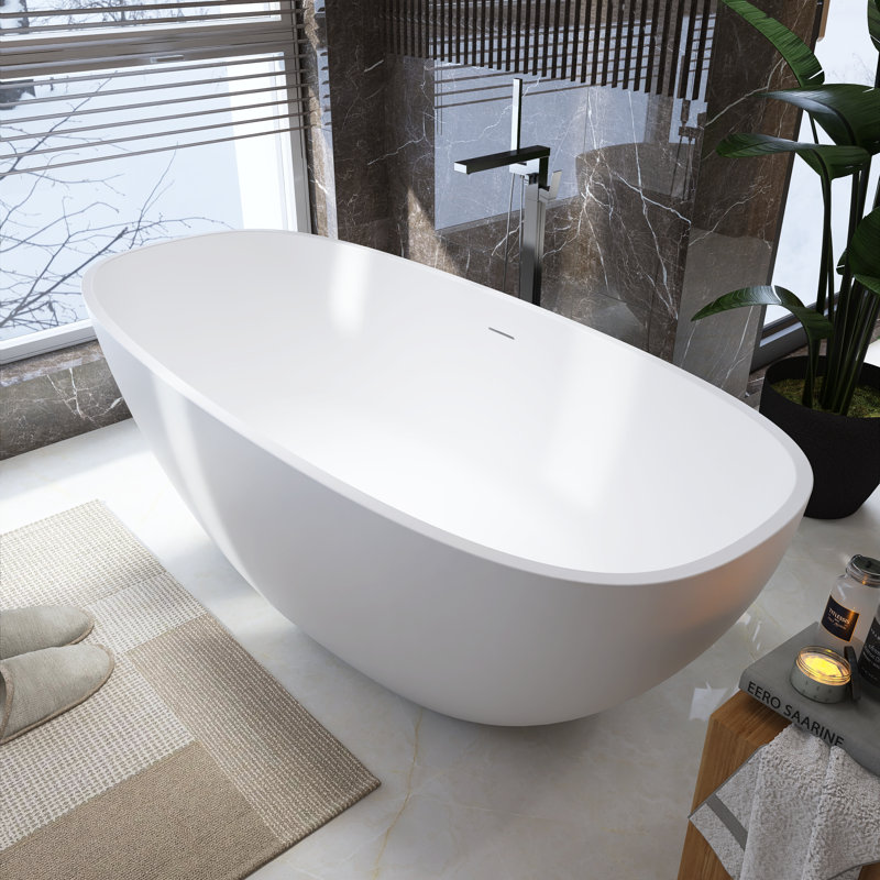 66.9'' x 29.5'' Soaking Solid Surface Bathtub