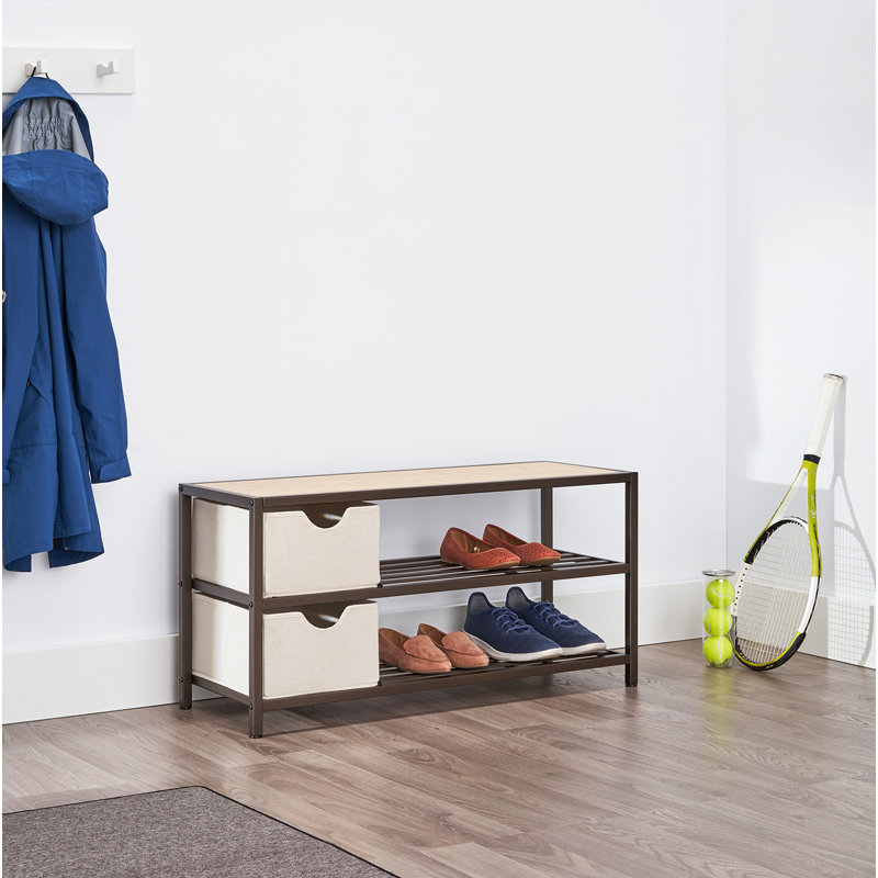 6 Pair Shoe Storage Bench, Bronze
