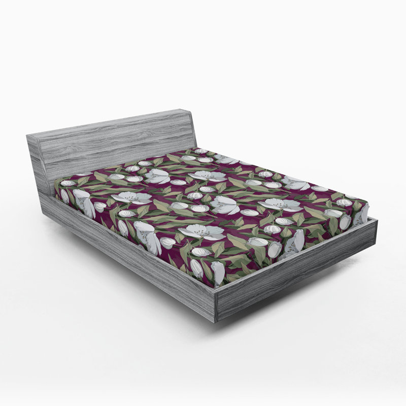Drap-housse Ambesonne, Drap-housse de taille très grand, Magenta foncé, vert réséda / floral