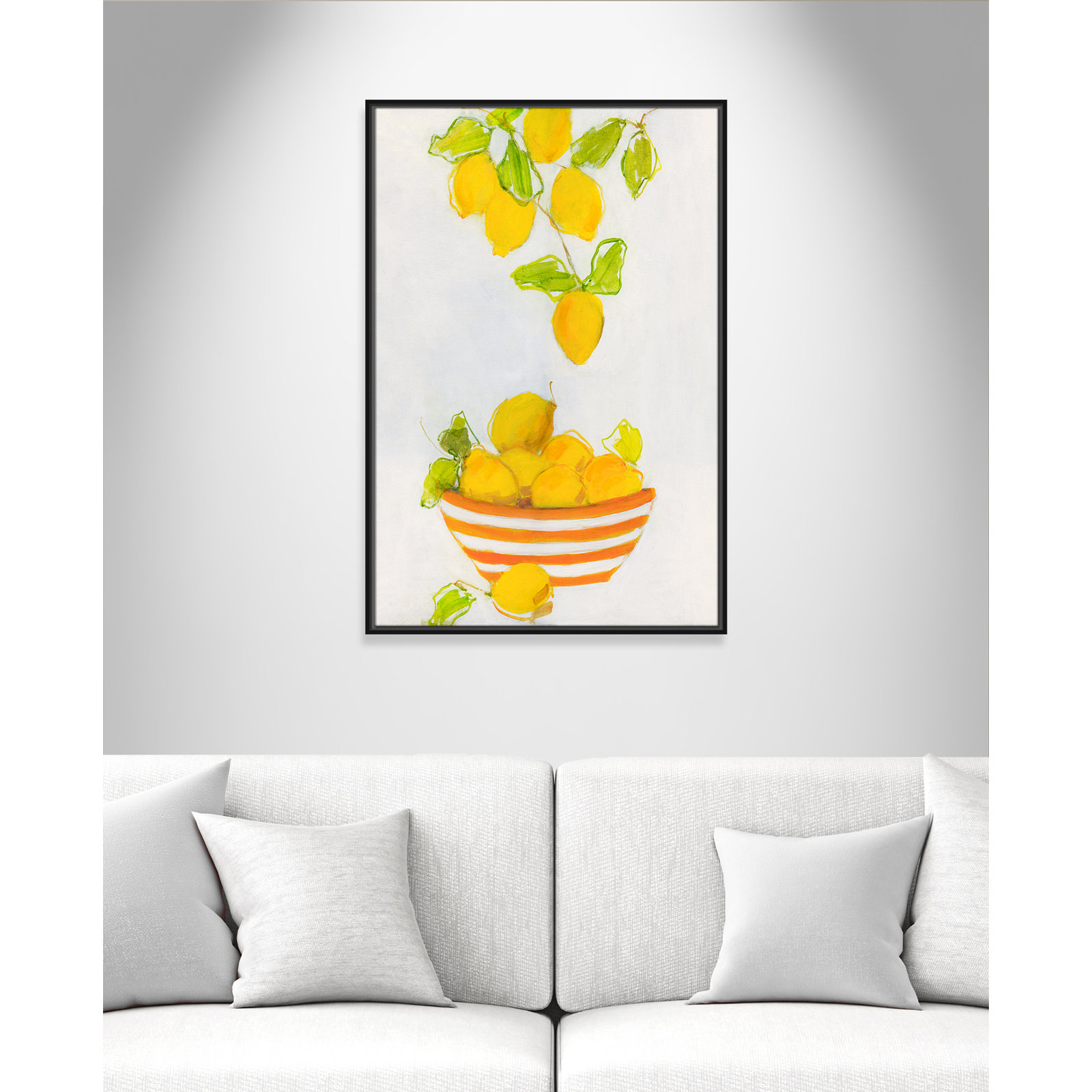 Darcy "Lemonlicious" Painting by Sally Swatland, 37.5" H x 25.5" W x 2" D, Black Framed Canvas
