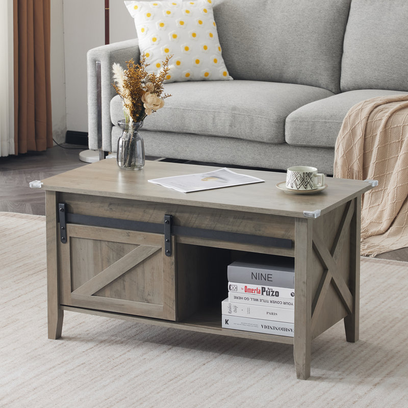 Coffee Table with Lift Top and Storage, Brown, Brown Wood