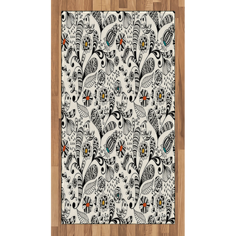 Floral High Density Long Fiber Poly Threads Decorative Area Rug Carpet, Rectangle 2'7" x 5'