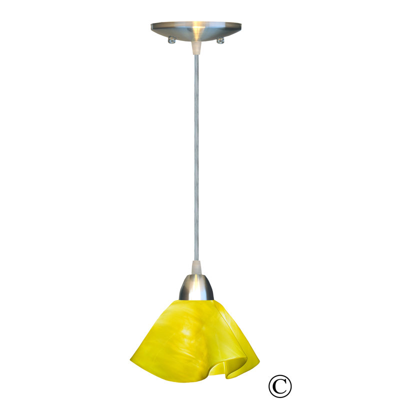 Dale Handcrafted Glass 1-Light Geometric Pendant, Large, White, Flame - Canary Yellow