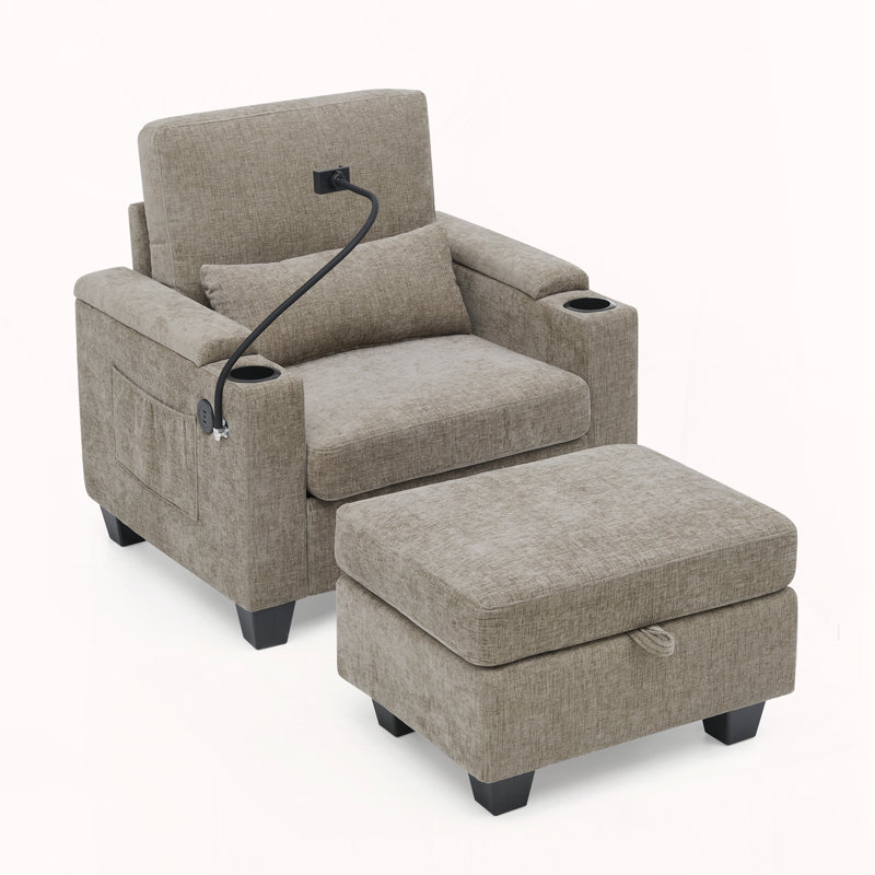 Canapé inclinable simple avec dossier réglable manuellement, Brun