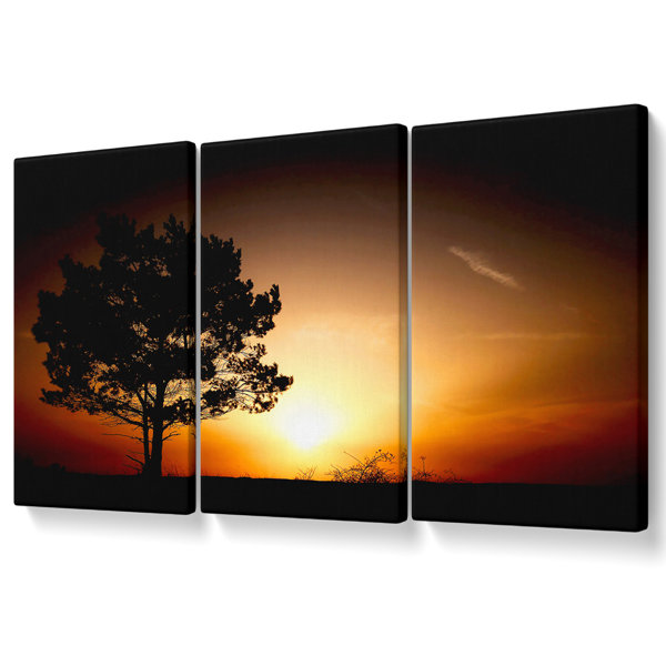 Ebern Designs Sunrise Tree - 3 Piece Wrapped Canvas Print | Wayfair.co.uk