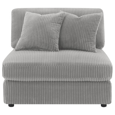 Lain Modular Armless Sofa Chair With 2 Accent Pillows, Corduroy